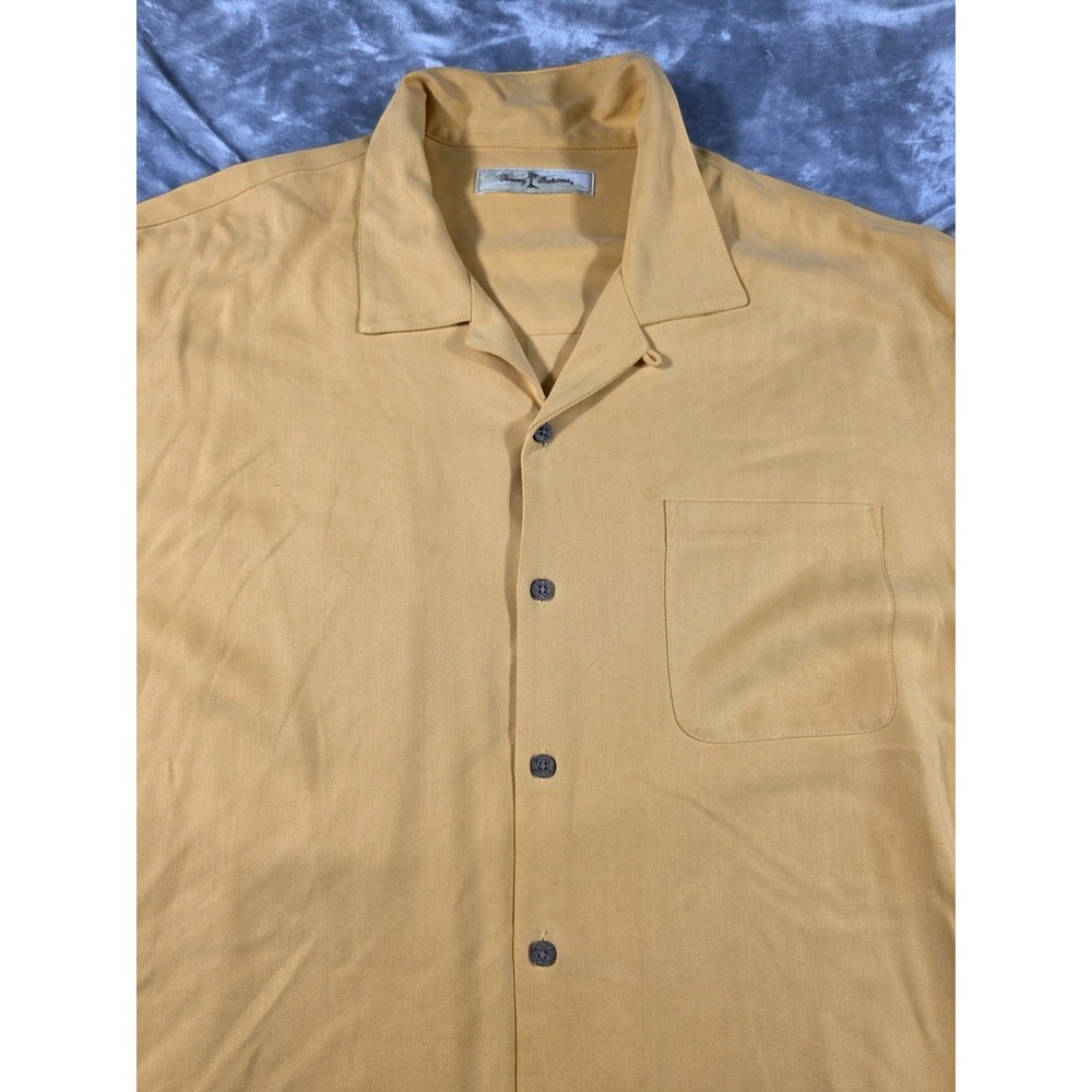 Tommy Bahama Mens Silk Camp Shirt Hawaiian XL S/S Orange Button Up